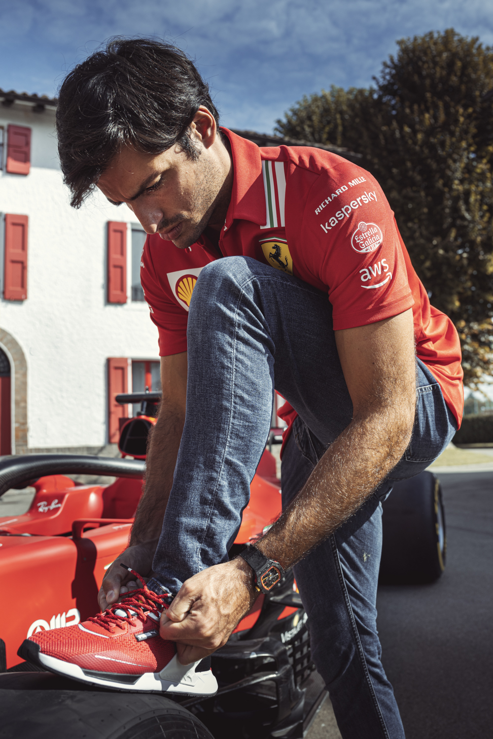 Ferrari shoes on car hotsell