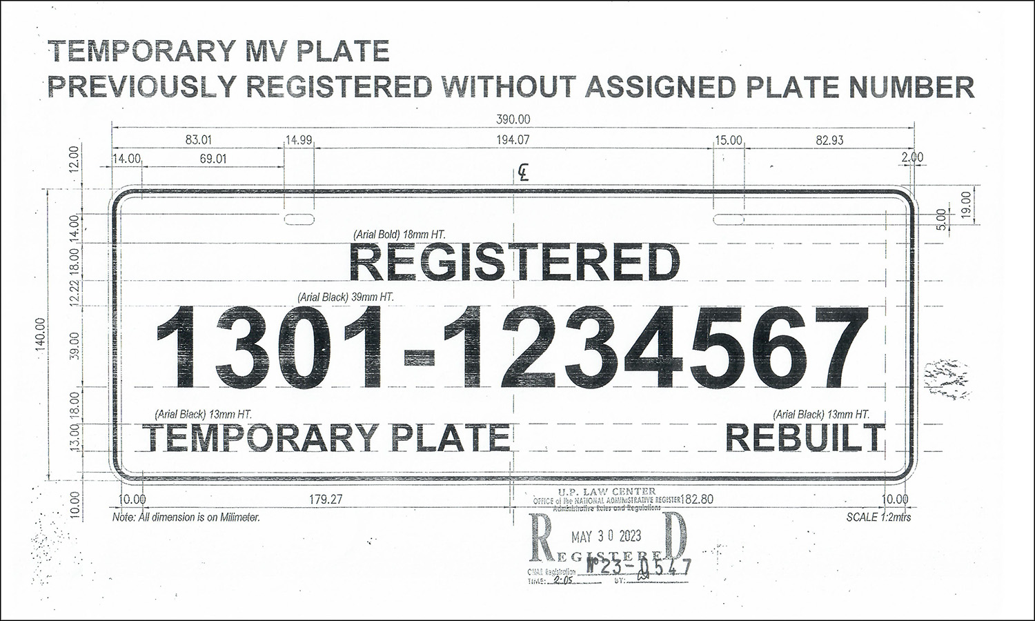 How temporary license plates are supposed to look like, according to