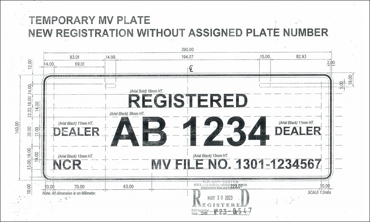 How temporary license plates are supposed to look like, according to