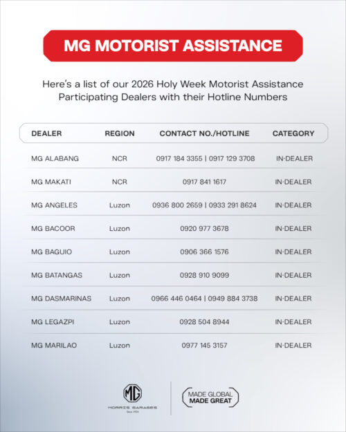 MG PH offers Holy Week motorist-assistance program | VISOR
