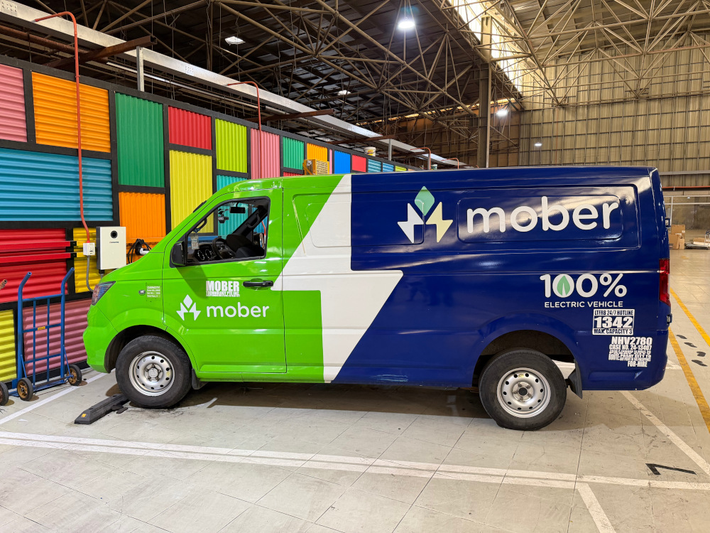 A Mober electric van at the company's Pasay charging hub